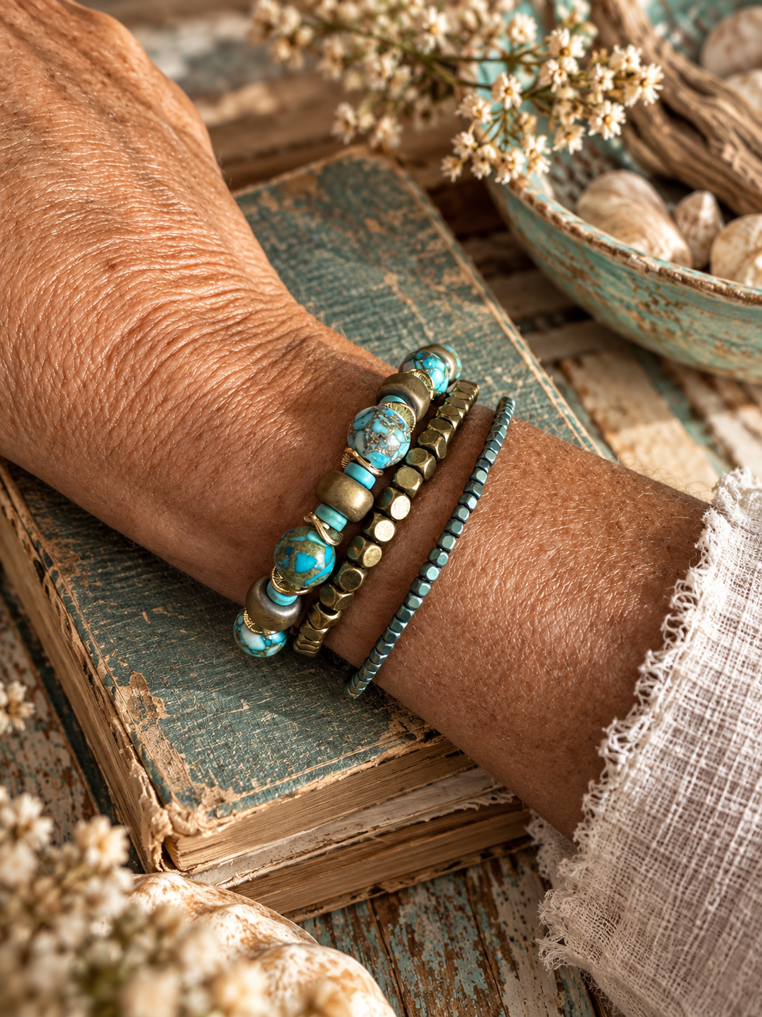 Little Layers Matte Teal Stretch Bracelet
