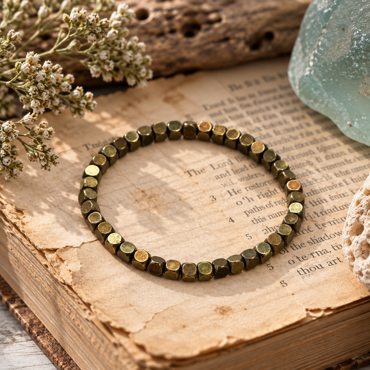 Little Layers Antiqe Bronze Cube Stretch Bracelet