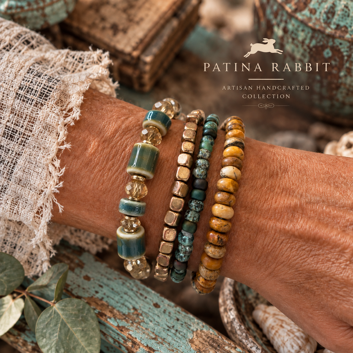 Seagrass & Moss Stretch Bracelet